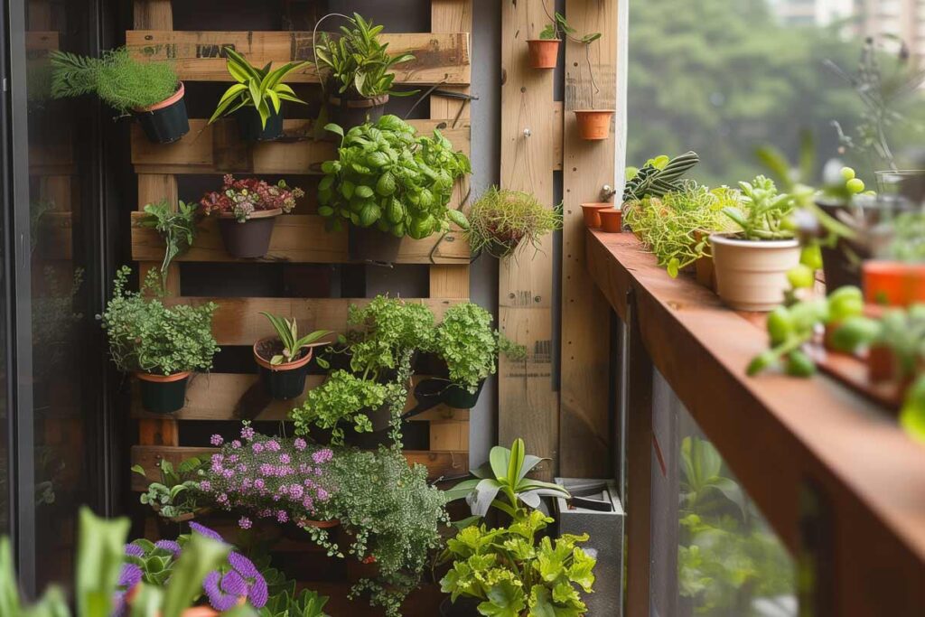 fioriera verticale su balcone